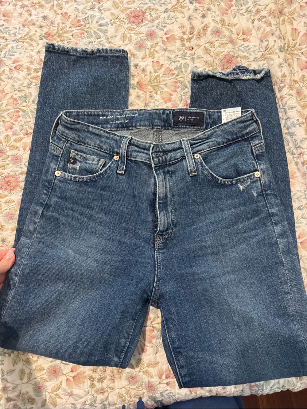 AG Adriano Goldschmied Women's Medium Blue High rise Slim Straight-Leg Jeans